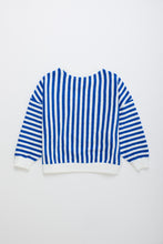 Maison Mangostan Levante Striped Knit Sweatshirt White & Blue