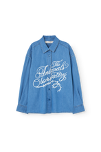 the animals observatory wolf denim kid shirt dusty blue