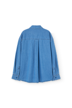 the animals observatory wolf denim kid shirt dusty blue