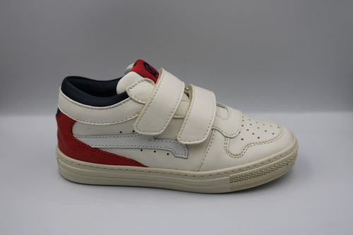 Rondinella sneaker wit met rode accenten en velcro's