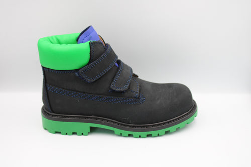 Rondinella bottine in donkerblauw nubuck met groen accent