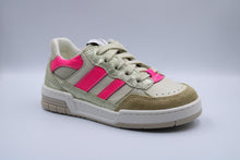 ocra sneaker cappuccino met fluoroze accenten