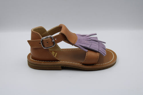 Gallucci eerste sandaaltje met fringes tan / lavanda