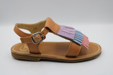 Gallucci sandaal met fringes in lila, blauw en roze