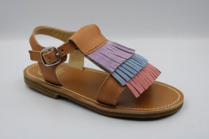 Gallucci sandaal met fringes in lila, blauw en roze