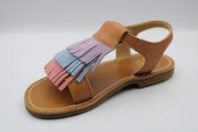 Gallucci sandaal met fringes in lila, blauw en roze