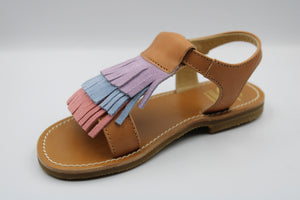 Gallucci sandaal met fringes in lila, blauw en roze