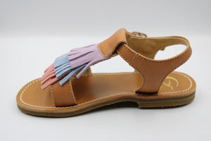 Gallucci sandaal met fringes in lila, blauw en roze