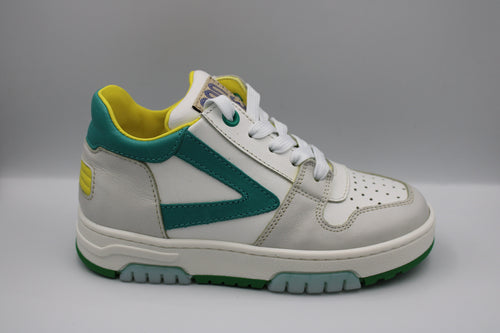 Rondinella sneaker wit met groen en geel detail