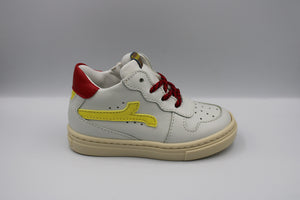 Rondinella eerste sneakertje wit met geel en rood accent