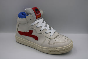 Rondinella halfhoge sneaker wit met rood en blauw detail