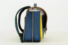 own stuff boekentas petrol - lemon (lagere school)