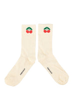 Piupiuchick Socks - Ecru with cherry print