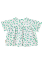 Piupiuchick Peter Pan Collar Shirt - Ecru with green flowers allover