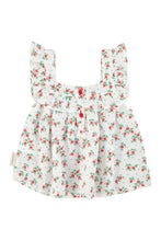 Piupiuchick Sleeveless Blouse - Ecru with red flowers allover