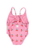 Piupiuchick Swimsuit with crossed straps - Pink with cherries allover