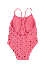 Piupiuchick Swimsuit with crossed straps - pink with black hearts allover