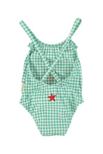 Piupiuchick Swimsuit with ruffles - Green checkered with peace print