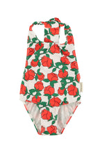 Piupiuchick Swimsuit with back bow - Ecru with red roses