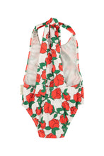 Piupiuchick Swimsuit with back bow - Ecru with red roses