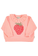 Piupiuchick Sweatshirt with collar - Light pink with strawberry print