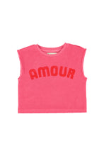 Piupiuchick Sleeveless Top - Pink with "amour" print