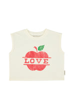 Piupiuchick Sleeveless T-shirt - Ecru with apple print