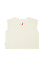Piupiuchick Sleeveless T-shirt - Ecru with apple print