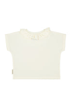 Piupiuchick T-shirt with collar - Ecru with red heart print