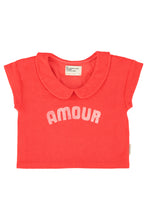 Piupiuchick T-shirt with peter pan collar - Red with "amour" print
