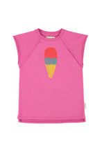 Piupiuchick T-shirt Dress - Fuchsia with ice creamprint