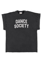 Sisters department T-shirt Dress - washed black with "dance society" print