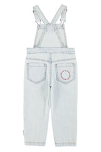 Piupiuchick Dungarees - Washed light blue denim with "peace" print