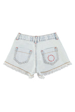 Piupiuchick Shorts with fringes - Washed light blue denim