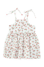 Piupiuchick Short Dress - Ecru with red flowers allover