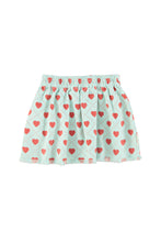 Piupiuchick Short Skirt - Light blue with red hearts