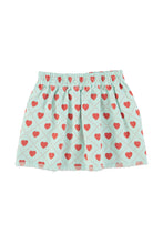Piupiuchick Short Skirt - Light blue with red hearts