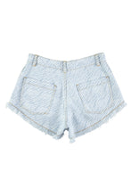 Sisters Department Shorts with fringes - Light blue denim with zebra print