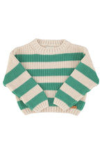 Piupiuchick Knitted Sweater - Ecru & green stripes