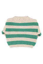 Piupiuchick Knitted Sweater - Ecru & green stripes