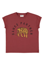 Sisters Department Short sleeve t-shirt - Bordeaux with leopard print