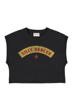 Sisters Department Sleeveless T-shirt/Top with round neck - Black with "silly dancer" print