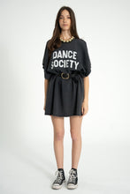 Sisters department T-shirt Dress - washed black with "dance society" print