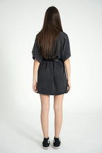 Sisters department T-shirt Dress - washed black with "dance society" print