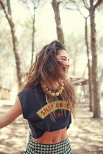 Sisters Department Sleeveless T-shirt/Top with round neck - Black with "silly dancer" print