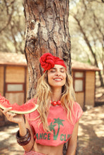 Sisters Department Sleeveless T-shirt/Top with round neck - Coral with "dance club" print