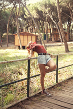 Sisters Department Shorts with fringes - Light blue denim with zebra print