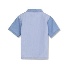 Wynken Short Sleeve Panel Shirt - Pale bleached denim