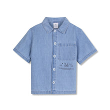 Wynken Short Sleeve Panel Shirt - Pale bleached denim