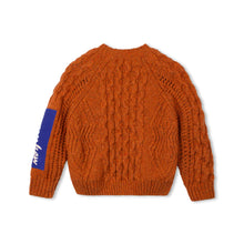 wynken aran knit jumper wool mix pumpkin
